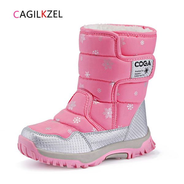 

cagilkzel 2020 fashion kids childrens shoes winter warm plush soft bottom children snow boots for girls chaussure enfant, Black;grey