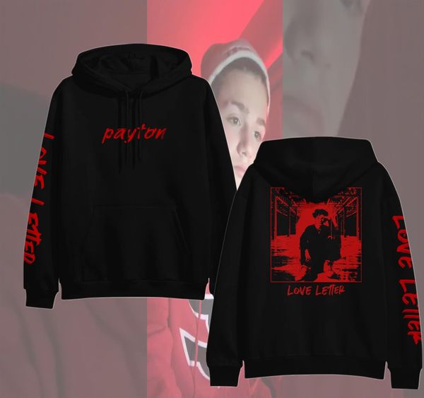 

new 2020 payton moormeier love letter internet celebrities hooded sweatshirt print women men casual hoodies clothes drop shipping, Black