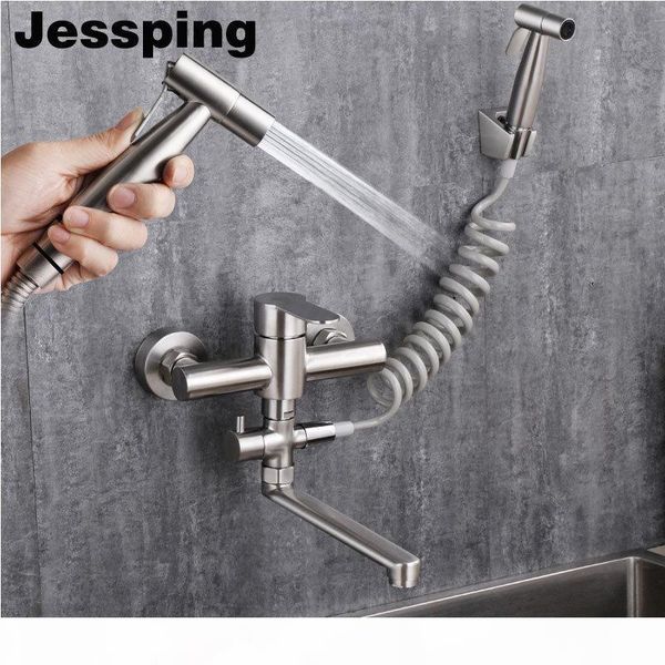 

wall set kitchen faucet water tap thickness body brushed surface t200424