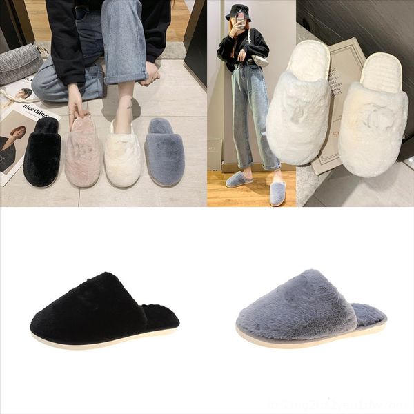 

pe8gu stone village cute cartoon animal fox plush slippers shoes winter women plush slipper warm home slippers cotton, Black