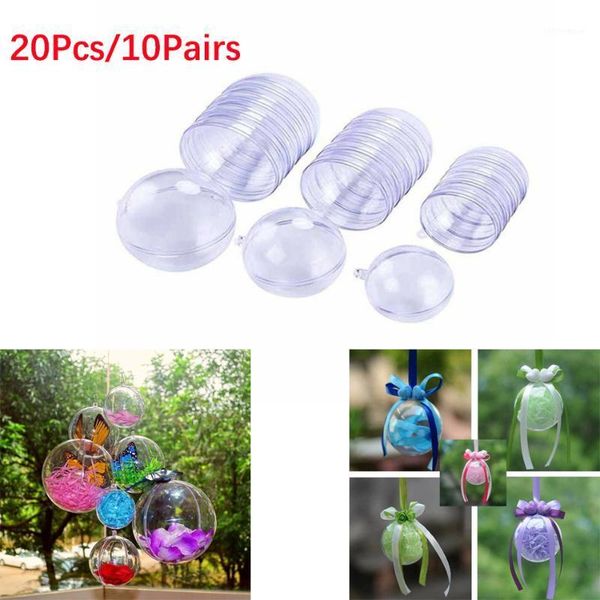 

christmas decorations 20pcs/10 pairs tress ball transparent open plastic clear bauble ornament gift present box decoration1