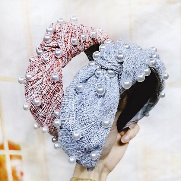 

hair accessories bohemian thick fabric knotted hairband with pearl knot headband jewelry