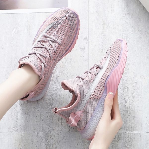 

women vulcanized sneakers breathable mesh pink platform ladies shoes autumn trend chunky sneakers women flat shoes lj200824, Black