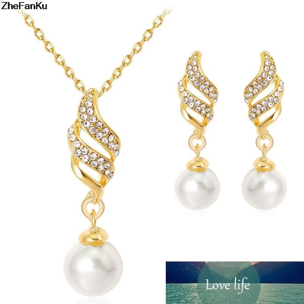 

spiral pendant necklace+drop earrings rhinestone selling casual jewelry set personality usable, Silver