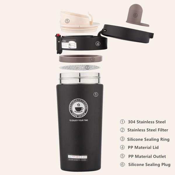 

термическая кружка колба фильтра вакуума нержавеющей бутылки автомобиля с переносной термы путешествия стали чай термокружка 380ml кофе вода