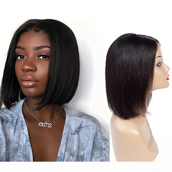 

brazilian hair bob wig virgin hair pre plucked straight lace front human hair wigs and full lace wigs for black women, Black;brown