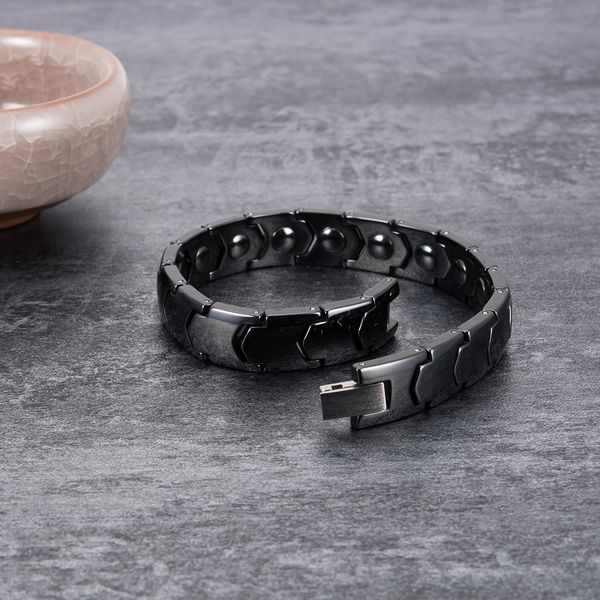 

vinterly black ceramic bracelet hand chain men bracelet healing energy magnetic hematite ceramic bracelets bangles for men women 0930