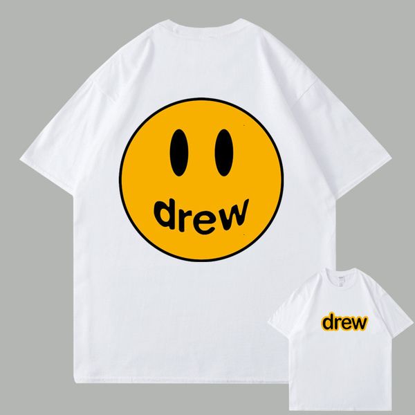 

drew new 2020 house smiley face short sleeve jia siting bieber men and women lovers fashion brand t-shirt, White;black