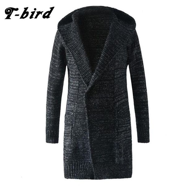 

t-bird trench caot men 2021 coat male knit cardigan jacket men double-breasted long section brand outwear cotton jackets k6, Tan;black