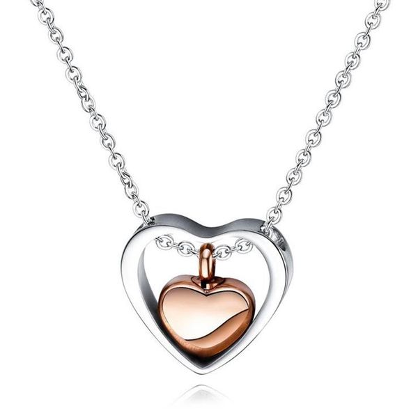 

heart shaped chain кремация для ashes urn keepsake ожерелье мемориал keepsake сувенир из нержавеющей стали мода ссылка, Silver