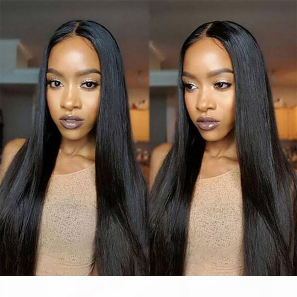 

straight human hair lace front wigs 100% unprocessed brazilian virgin hair for black woman swiss lace long size remy human hair wigs vendors, Black;brown