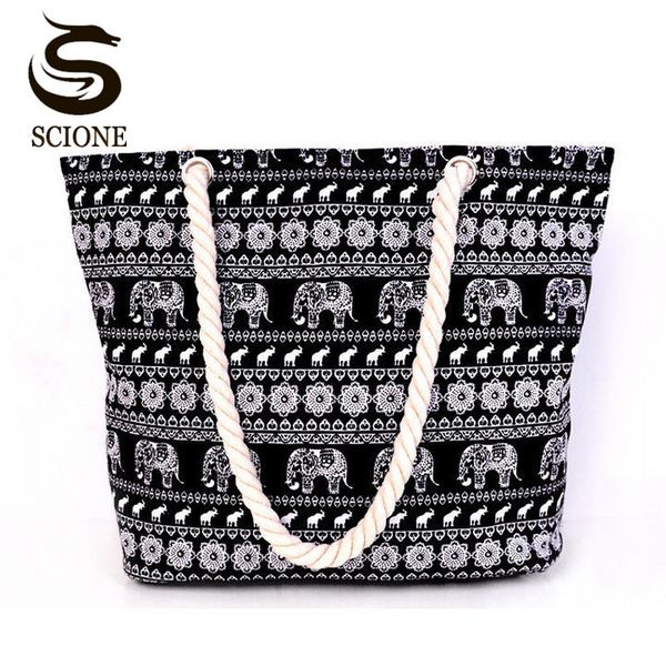 

scione women canvas beach bag fashion color stripes printing handbags ladies large shoulder bag totes casual bolsa shopping bags