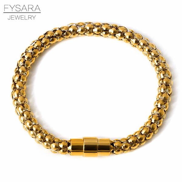 

fysara brand 361l из нержавеющей стали серебряный ручной браслет браслет для мужчин женщин пара металлические золотые браслеты мальчик рок ю, Black