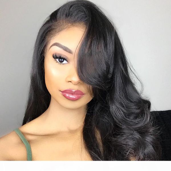 

360 lace frontal human hair wig body wave brazilian short long full wavy lace front wigs for black women 32 inch loose wave, Black;brown