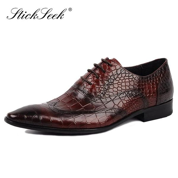 

vintage genuine leather man formal dress wingtip brogues shoes pointed toe laces handmade men's retro party oxfords wf213, Black