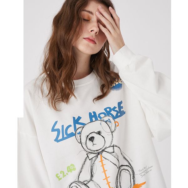 

2021 the popular spring bear doodle draws long glove national tendency couples lmqs, Black