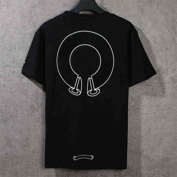 

luxury fashion summer men's t shirts ch loose classic designer short sleeves letter horseshoe sanskrit cross print sweatshirts t-shirts, White;black
