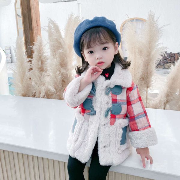 

winter clothing autumn girls' 2020 new korean thickened coat children's plush cardigan, Black