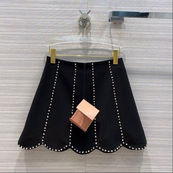 

autumn brand diamonds beading woman skirts 2020 white black elegant high waist a line mini skirts womens drop shipping