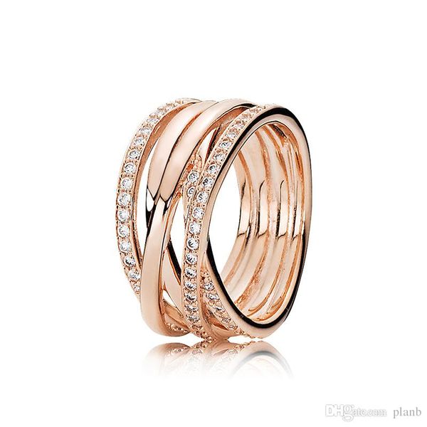 

100% 925 sterling silver rings with cubic zircon original box for pandora fashion ring for valentines day european style jewelry, Slivery;golden