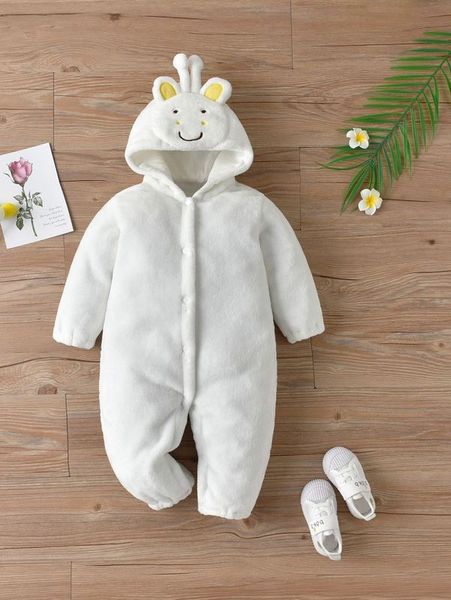 

baby 3d patch hooded fluffy jumpsuit she, Blue