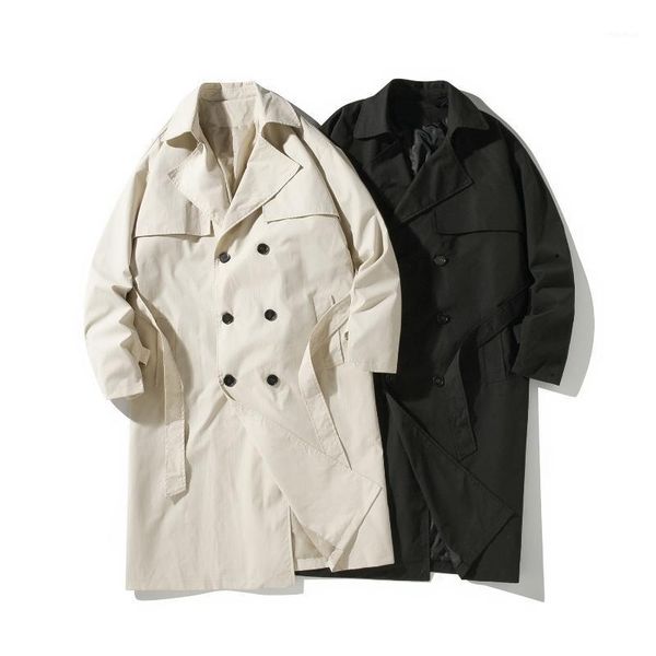

men long trench coat spring and autumn new double breasted europe style trench coat men pea gentleman jackets1, Tan;black