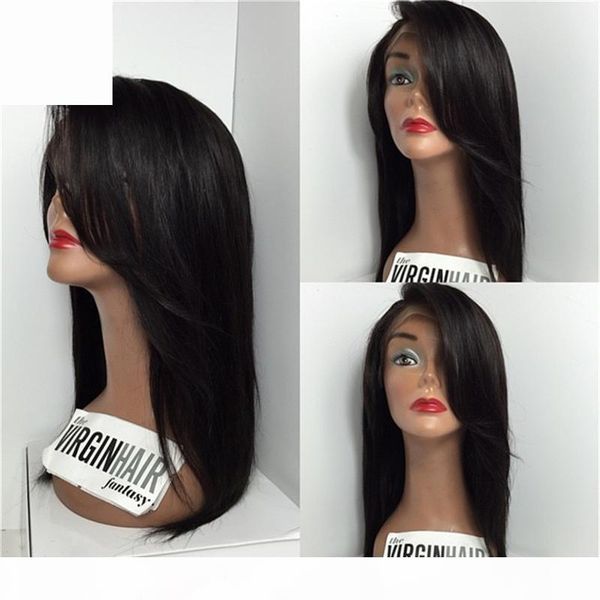 

straight full lace human hair wigs brazilian straight full lace & lace front wigs glueless in stock, Black;brown