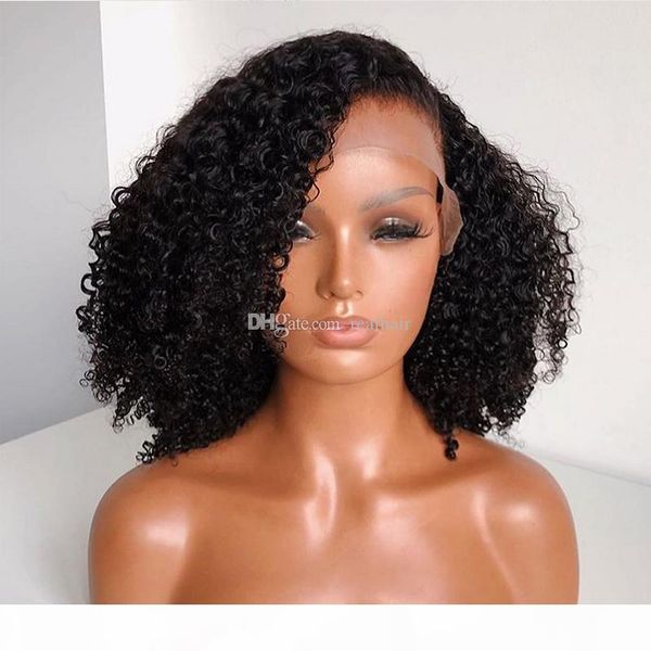 

13x6 deep part pre plucked lace front human hair wigs with baby hair kinky curly brazilian virgin hair wigs for black women 9a, Black;brown