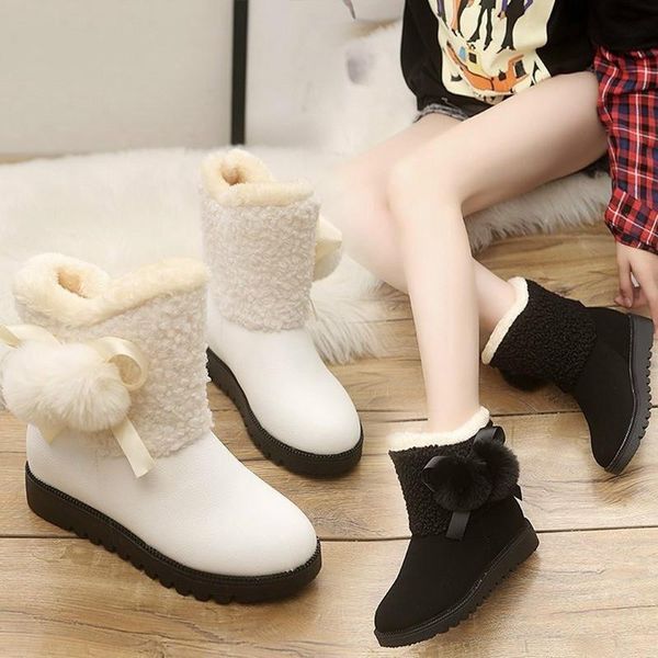 

snow boots women's boots non-slip women winter fur warm ankle for women down waterproof booties botas mujer 40, Black