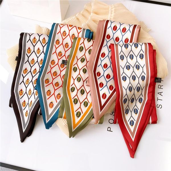 

scarves lange zijden sjaal vrouwen skinny hals haarband bag tie ontwerp print lady foulard lint sjaals hoofdband 2021 nieuwe, Blue;gray