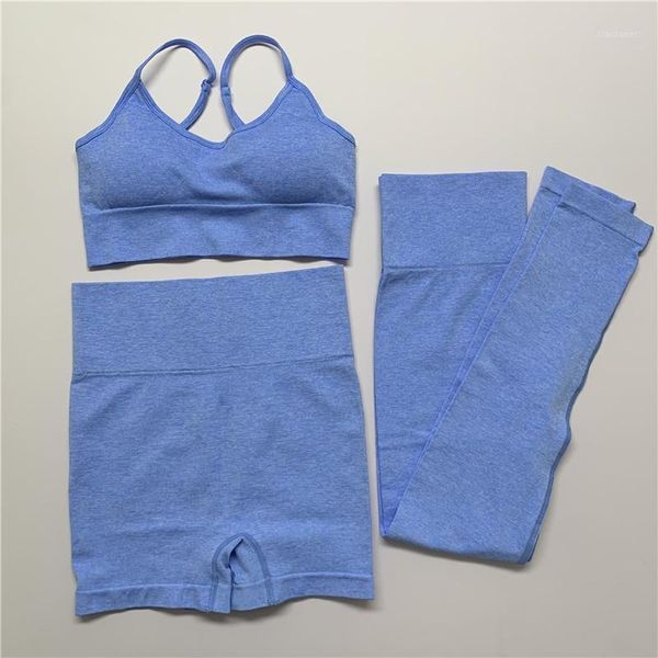 

yoga outfits seamless set gym clothing crop sport bra shorts fitness leggings 3 pieces sports suits women workout clothes1, White;red