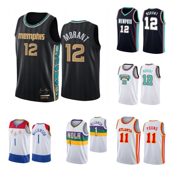 

ja 12 morant lonzo 2 ball trae 11 young basketball jersey zion 1 williamson 2021 new jerseys size s-xxl red black white, Black;red