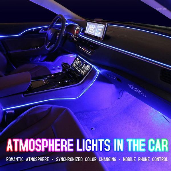 

led car atmosphere light app remote 2 mm optical fiber decorative door dashboard foot ambient mood lights auto el neon lamp 12v1