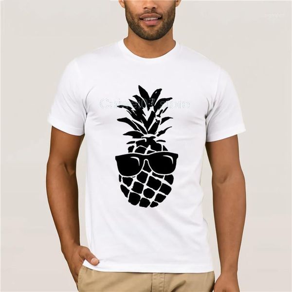

summer fit slim men t-shirts 100% cotton women tank o-neck pineapple sunglasses printed casual cool short-sleeve t-shirt1, White;black