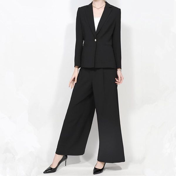 

women's suit women's casual suit two-piece (jacket + pants) jacket with wide-leg pants formal custom1, White