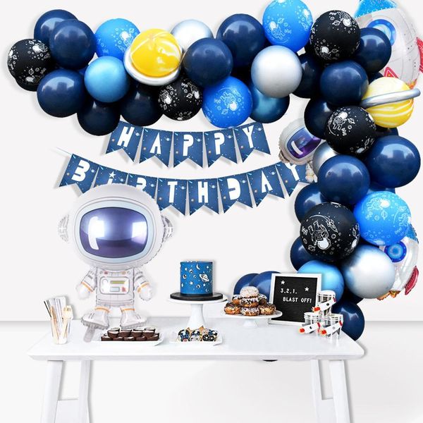 

outer space balloon garland astronaut rocket foil balloons birthday decor kids boy galaxy/solar system theme party
