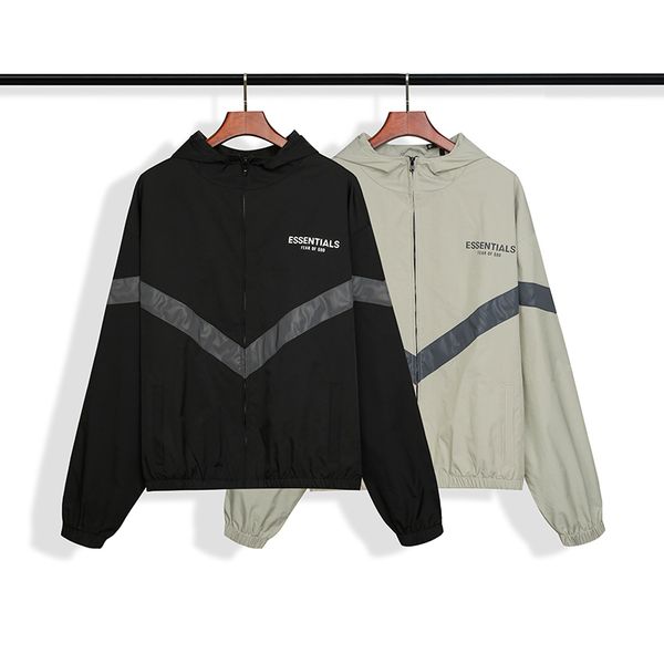 

fog double line fear of god essentials sportswear 3m reflective hooded blazer mans womans jacket, Black;brown