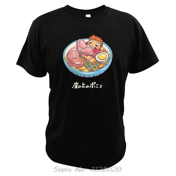 

sport noodle swim ponyo t shirt hayao miyazaki famous japanese cartoon o-neck men cotton t-shirt tees