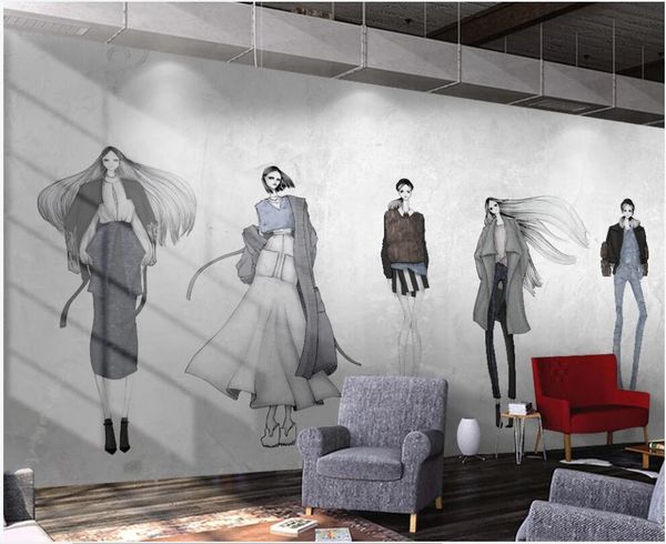 

3d wallpaper custom p mural retro black and white beauty clothing store home decor 3d wall murals wallpaper for living room