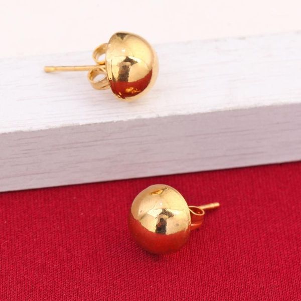 

half ball earrings amazing smooth yellow two tome gold color women half ball stud earrings1, Golden;silver