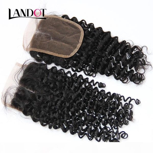 

mongolian curly lace closure middle part mongolian virgin human hair closure 4x4 natural black 130% density deep kinky curly closures, Black;brown