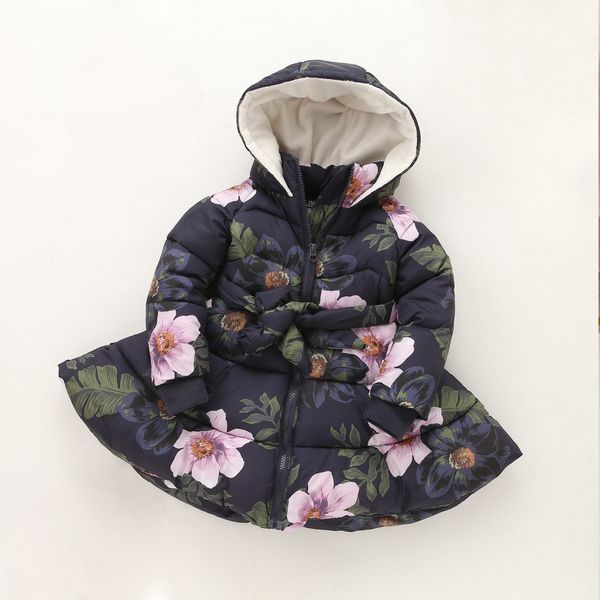 

flofallzique girls coat long sleeve flower plant pattern fashion cute children clothes for spring and autumn 0930, Blue;gray