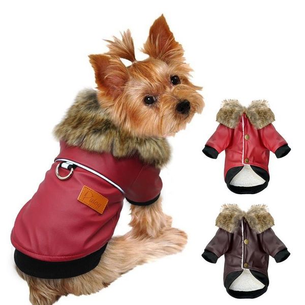 

winter dog coat jacket waterproof leather pet dog clothing for small medium large dogs french bulldog chihuahua yorkies jllegp