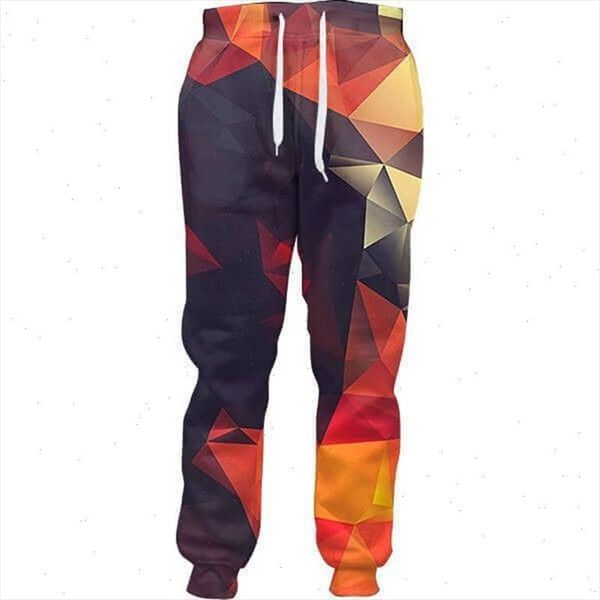 

redcats orange geometric wafer diamond lattice printing cool mens 3d sports pants, Black