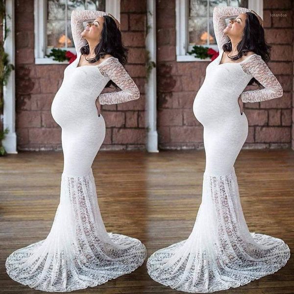 

casual dresses women long maxi v neck lace dress maternity mermaid gown wedding party trumpet pregnant1, Black;gray