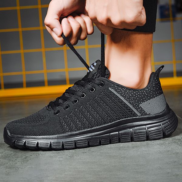 

casual lac-up men shoes lightweight comfortable breathable walking sneakers tenis masculino zapatillas hombre c1019, Black;white