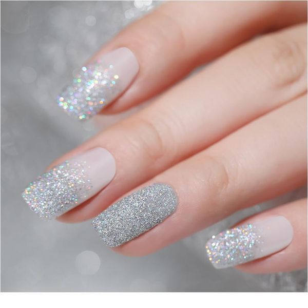 

1 box holographics nail powder glitter holo laser gradient nail powder chrome dust manicur sparkling nail art de jlldvu, Silver;gold