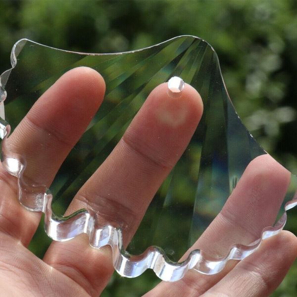 

100mm ginkgo shaped fish mermaid tail cut glass crystal ginkgo leaf suncatcher hanging drop clear ornament chandelier pendant h wmtned