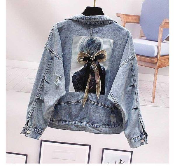 

nicemix hole jeans jacket women frayed denim short loose spring autumn harajuku chaquetas mujer jaqueta feminina kg-653, Black;brown