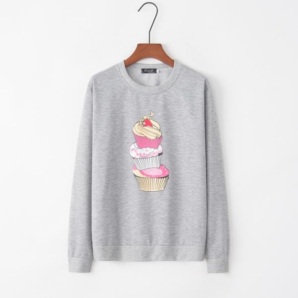 

long sleeve ice cream print sweatershirt, Black